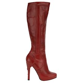 John Galliano-John Galliano Leather Boots-Red
