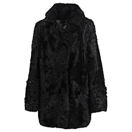 Autre Marque-abrigo de piel de oveja-Negro