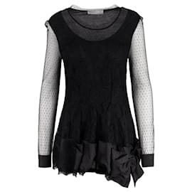 Valentino-Lace Embroidered Top-Black