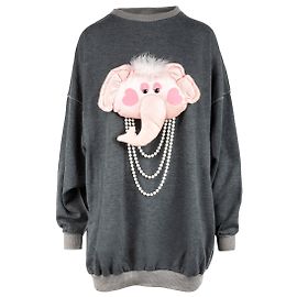 Autre Marque Happenings-Sweatshirt mit abnehmbarer Verzierung Grau