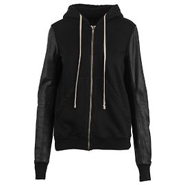 Rick Owens – Sweatshirt mit Ledereinsätzen Schwarz