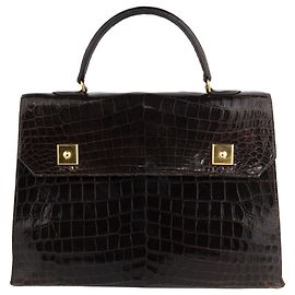 Hermès Borsa per pianoforte in coccodrillo personalizzata Marrone