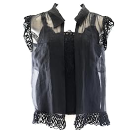 Chanel-*Chanel 06C lace silk ensemble ladies black 40 blouse camisole cashmere-Black