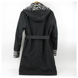 Fendi-*FENDI Fendi zebra pattern outer trench coat nylon canvas black ladies-Black,White