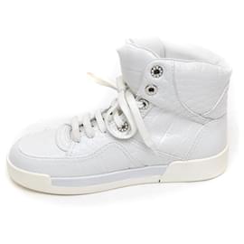 Chanel-*Chanel CHANEL Side Logo Pearl High Cut Ladies Sneakers White 36C (about 23cm)-White