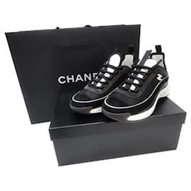 Chanel-*Chanel Cocomark Sneakers 37 Fabric x Suede x calf leather Black x White Ladies Women's Shoes Black x White Genuine leather-Black,White