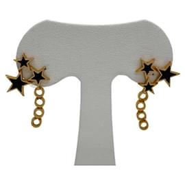 Chanel-*CHANEL Chanel COCO logo Star Earrings Gold Black GP Star-Black,Golden