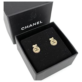 Chanel-*Chanel CHANEL Earrings Ribbon Coco Mark Gold x Black-Black
