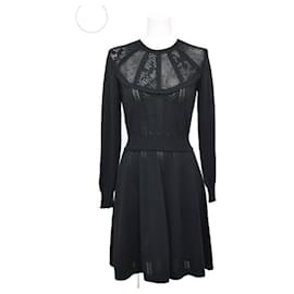 Miu Miu-miumiu Knit flare dress Knee length long sleeve-Black