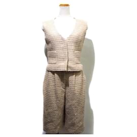 Chanel-* CHANEL Vest/Pants Tweed Pink Women's Setup-Pink,White