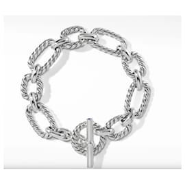 David Yurman-David Yurman David Yurman Cushion Link Bracelet with Blue Sapphires-Silvery
