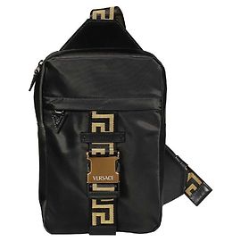Zaino con tracolla singola Versace Greca Nero