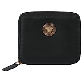 Versace-Versace Medusa Leather Zip Wallet-Black