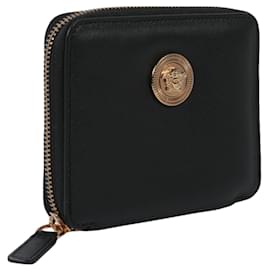 Versace-Versace Medusa Leather Zip Wallet-Black