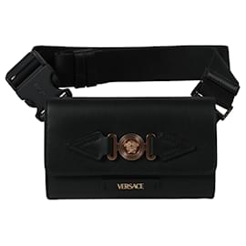 Versace-Versace Medusa Biggie Leather Belt Bag-Black