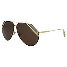 Alexander Mcqueen-Alexander Mcqueen Aviator-Style Metal Sunglasses-Golden,Metallic