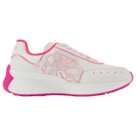 Alexander Mcqueen-Sneakers in White/Pink Leather-Other,Python print