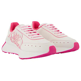 Alexander Mcqueen-Sneakers in White/Pink Leather-Other,Python print