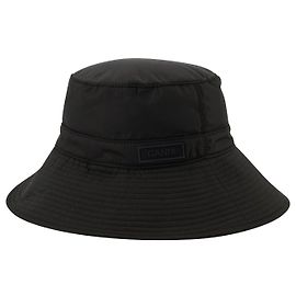 Ganni Black Recycled Tech Bucket Hat Black