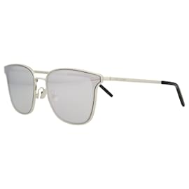Saint Laurent-Saint Laurent Square-Frame Metal Sunglasses-Silvery,Metallic