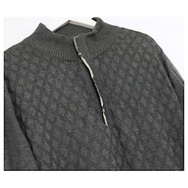 Zilli-Zilli Grey Zip Neck Knit Top Sweater-Dark grey