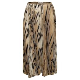 Roberto Cavalli-Roberto Cavalli chiffon-tulle leopard printed pleated skirt-Brown