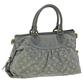 Louis Vuitton-LOUIS VUITTON Monogram Denim Neo Cabby MM Hand Bag Gray M95837 LV Auth bs2597-Grey