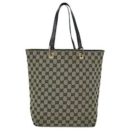 Gucci-GUCCI GG Canvas Tote Bag Navy Auth ac1126-Navy blue