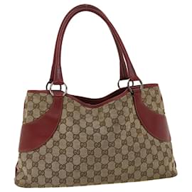 Gucci-GUCCI GG Canvas Tote Bag Brown Red Auth tb204-Brown,Red
