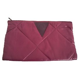 Kit de Viaje Lancel Acolchado Nylon Rojo Oscuro Burdeos