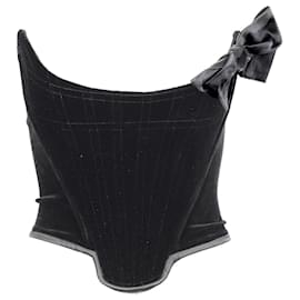 Vivienne Westwood-Vivienne Westwood velvet black corset with satin bow-Black