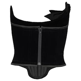 Vivienne Westwood-Vivienne Westwood corsetto in velluto nero con fiocco in raso-Nero