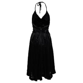 Vivienne Westwood-Vivienne Westwood Gold Label Sheer Black Faux Fur Halter Dress-Grey