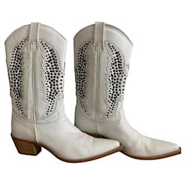 Autre Marque Botas de couro brancas Branco