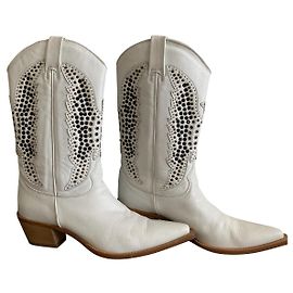 Autre Marque Bottes en cuir blanc Blanc