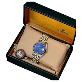 Rolex-Rolex Men's  Datejust Factory Blue Diamond Dial Fluted 36mm Watch Original Box -Other