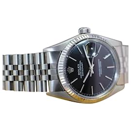 Rolex-Rolex Men's  Datejust Ss Black Index Dial Fluted 36mm Watch Original Box & Papers-Other