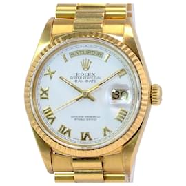 Rolex-Rolex Men's Rolex Day-date 18k Yellow Gold White Dial Fluted Bezel 36mm watch 18238 -Other
