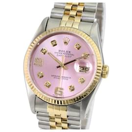 Rolex-Rolex Ice Pink Mens Datejust 16233 Diamond dial 18k Gold Fluted Bezel Watch-Other