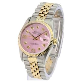Rolex-Rolex Ice Pink Mens Datejust 16233 Diamond dial 18k Gold Fluted Bezel Watch-Other