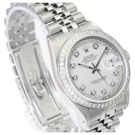 Rolex-Rolex White Mop Mens Datejust Diamond Dial Diamond Bezel 36mm Watch -Other
