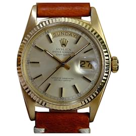 Rolex-Rolex Day-date 1803 Factory Champagne Dial 18k On A Leather Band-Yellow