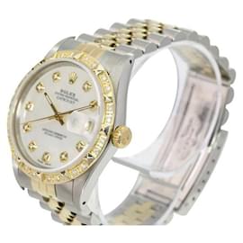 Rolex-Rolex White Mop Mens Datejust Twotone Diamond Dial Diamond Bezel 36mm watch-Other