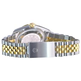 Rolex-Rolex Mens Datejust 2 Tone Red Diamond Dial 18k Fluted Bezel 36mm watch 16233 -Other