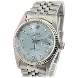 Rolex-Rolex Ice Blue Mens Datejust Diamond Dial Fluted Bezel 36mm watch-Other
