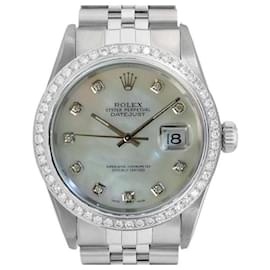Rolex-Rolex White Mop Mens Datejust Ssteel Diamond Dial Diamond Bezel 36mm watch-Other