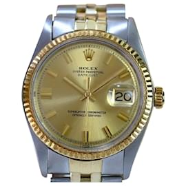 Rolex-Rolex Mens Vintage Datejust Two-tone 36mm Champagne Dial-Yellow