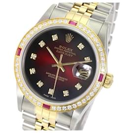 Rolex-Rolex Red Vignette Datejust Two-tone Dial Diamond Bezel 36mm watch-Other
