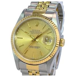 Rolex-Rolex Champagne Men's Datejust Tapestry Dial Fluted Bezel 36mm watch-Other