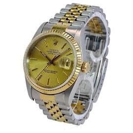 Rolex-Rolex Champagne Men's Datejust Tapestry Dial Fluted Bezel 36mm watch-Other